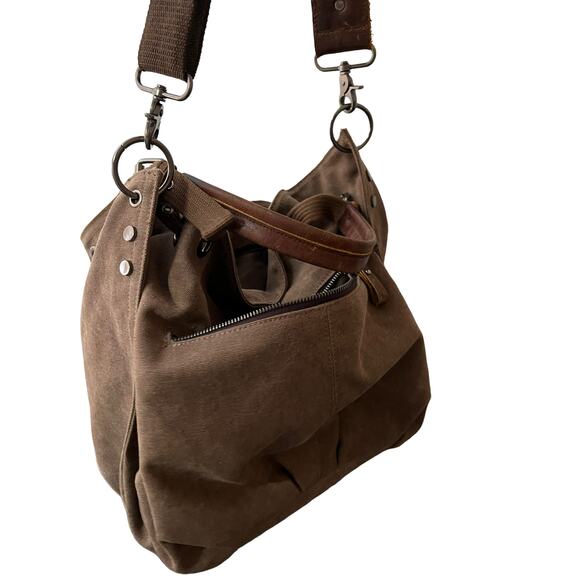 Wonder Youth Oversized brown Canvas Women’s Shoulder Bag - Picture 6 of 15